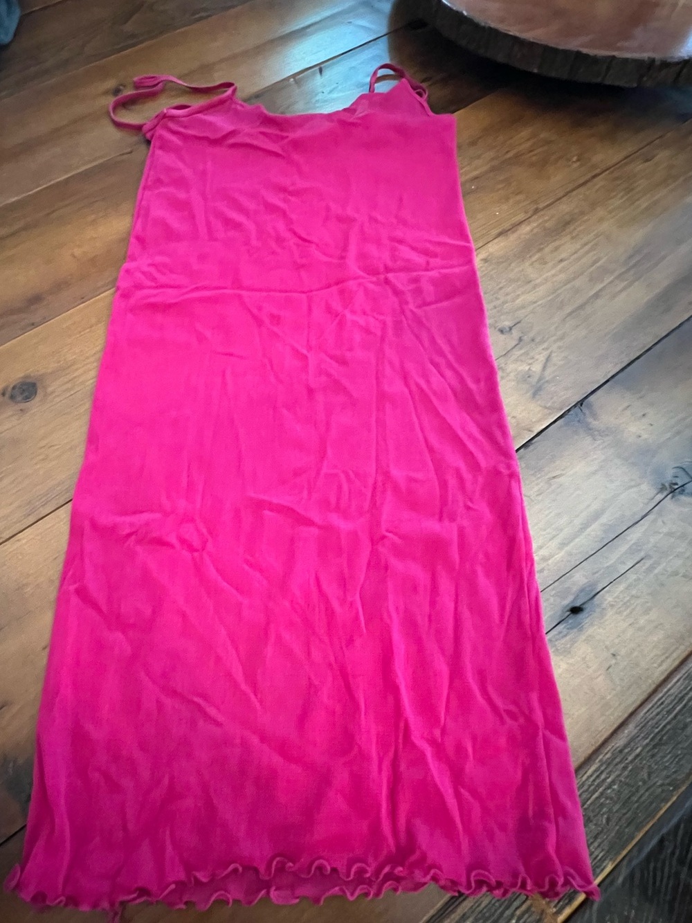 Vintage Sheer Pink Slip Dress: Bias Cut Spaghetti Strap Unbranded